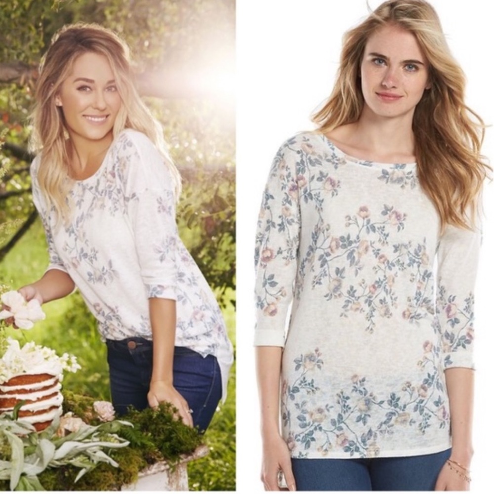 Lauren Conrad Runway Floral High-Low Knit Tunic